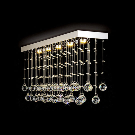 Modern Crystal Ball Flush Mount Ceiling Light With 4 Lights For Dining Room - Silver Available In 3