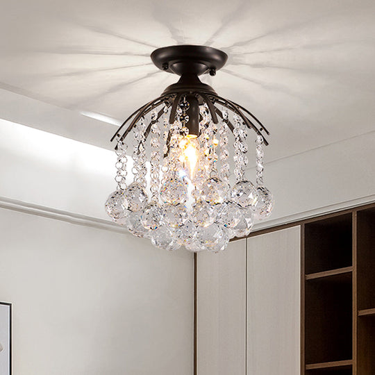 Semi Flush Mount Modern Crystal Ball Light – Black Ceiling Fixture