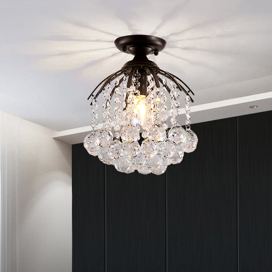 Semi Flush Mount Modern Crystal Ball Light Black Ceiling Fixture