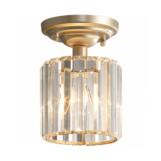 Stylish Gold Crystal Block Ceiling Light with Semi Flush Mount - Simple & Elegant Design