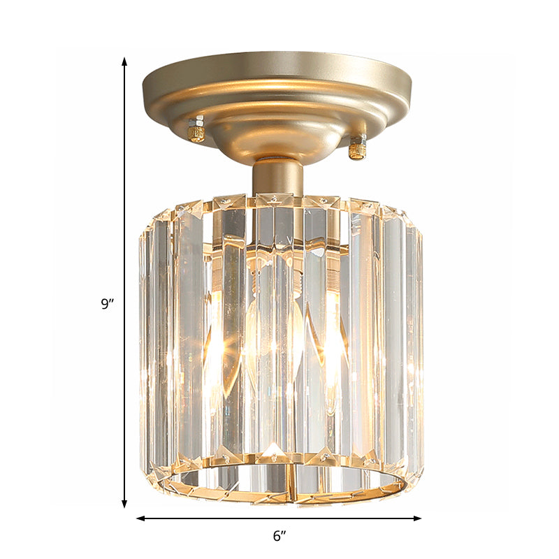 Stylish Gold Crystal Block Ceiling Light with Semi Flush Mount - Simple & Elegant Design