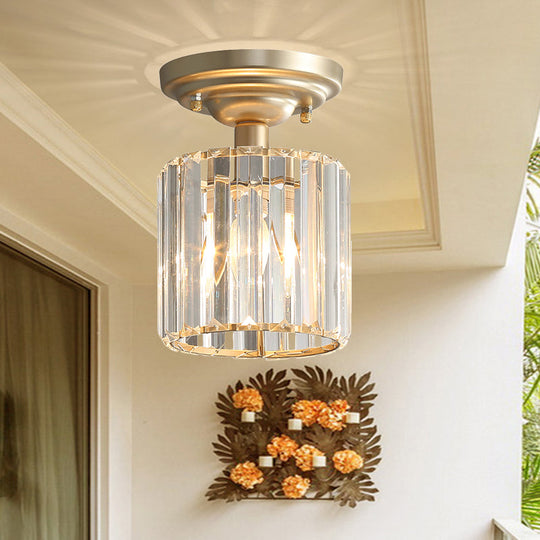 Stylish Gold Crystal Block Ceiling Light with Semi Flush Mount - Simple & Elegant Design