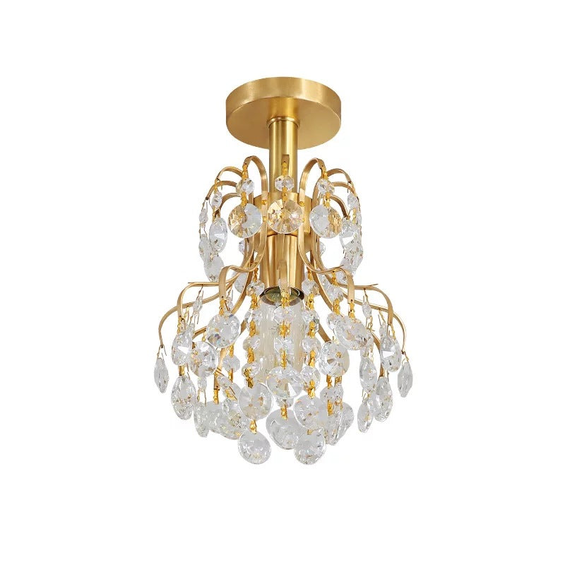 Contemporary Brass Ceiling Light with Bent Arm Frame - 1-Light Semi Flush Mount for Corridors