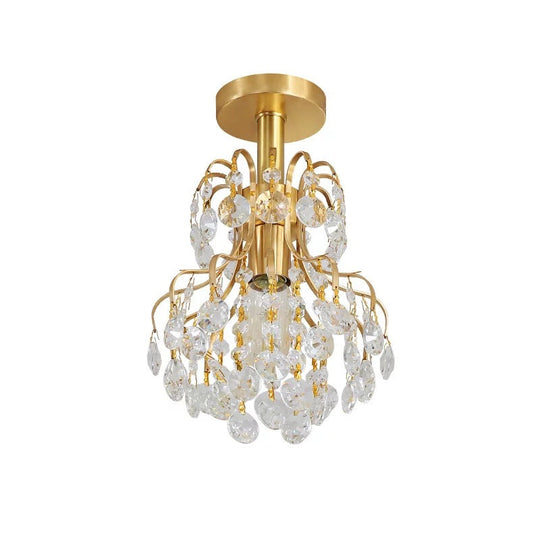 Contemporary Brass Ceiling Light with Bent Arm Frame - 1-Light Semi Flush Mount for Corridors