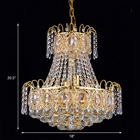 Modern Gold Chandelier Light: Crystal Flared Hanging Ceiling Light With 5 Lights For Living Room