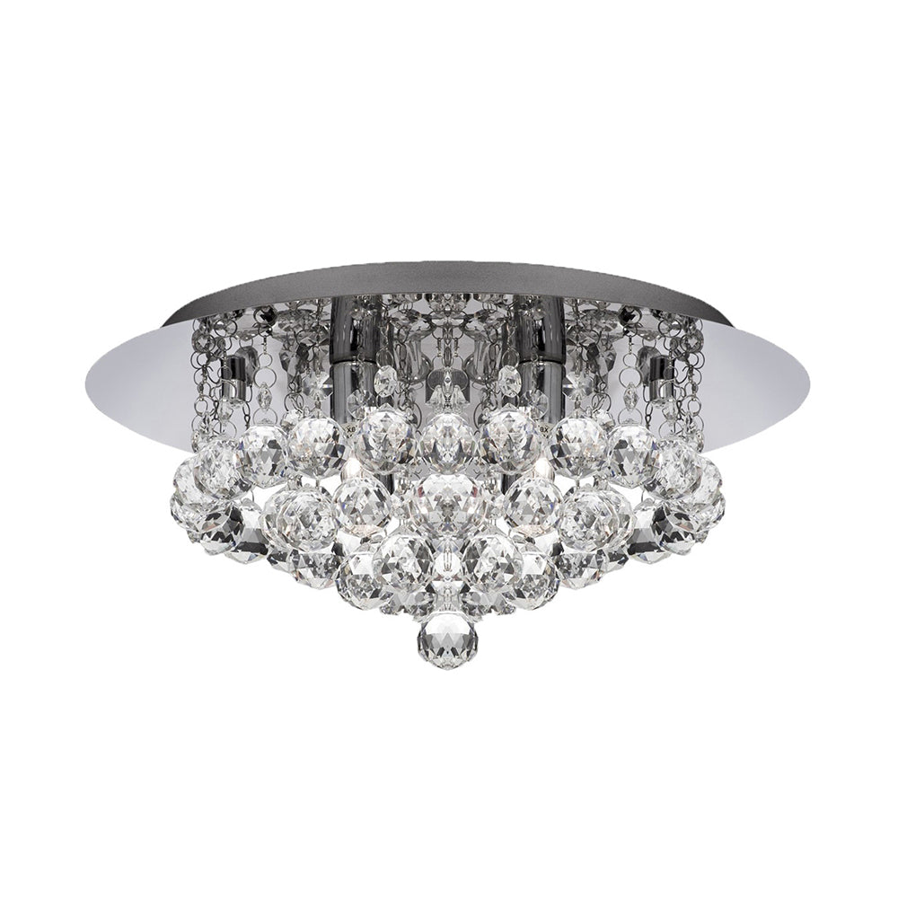 Contemporary Crystal Chrome Ceiling Light - Cascading Flush Mount 3/4/6 Lights 8/14/19.5 Wide