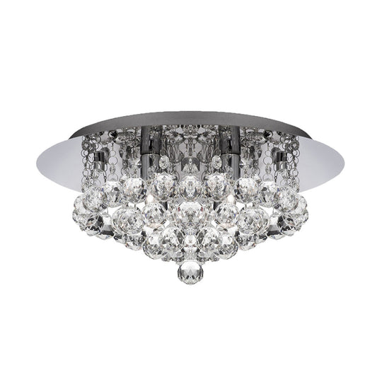 Contemporary Crystal Chrome Ceiling Light - Cascading Flush Mount 3/4/6 Lights 8/14/19.5 Wide