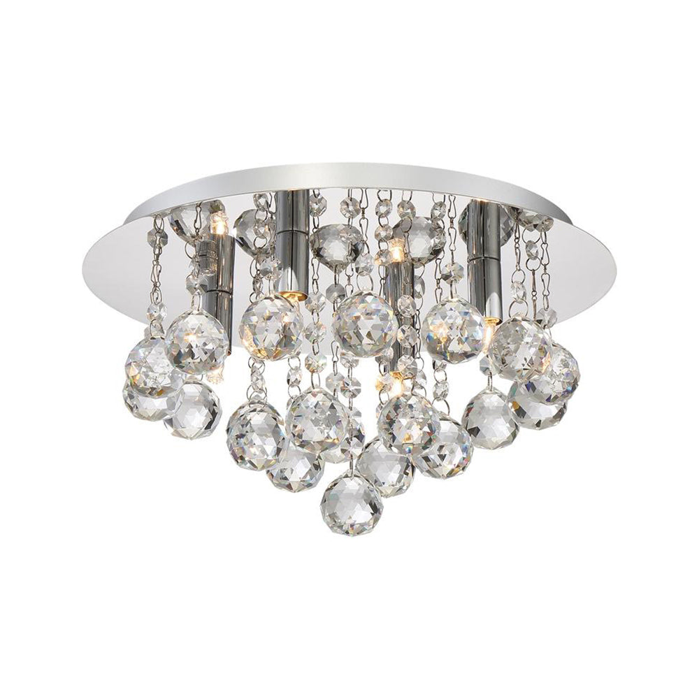 Contemporary Crystal Chrome Ceiling Light - Cascading Flush Mount 3/4/6 Lights 8/14/19.5 Wide