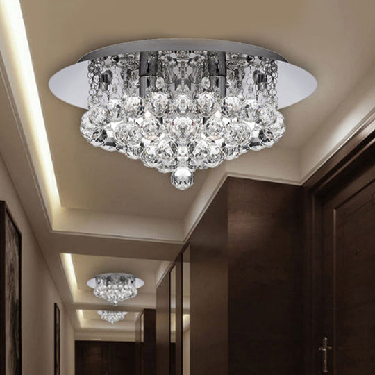 Contemporary Crystal Chrome Ceiling Light - Cascading Flush Mount 3/4/6 Lights 8/14/19.5 Wide / 19.5