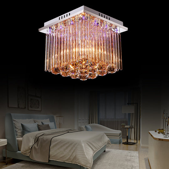 Modern Crystal Flush Mount Ceiling Light with Chrome Finish