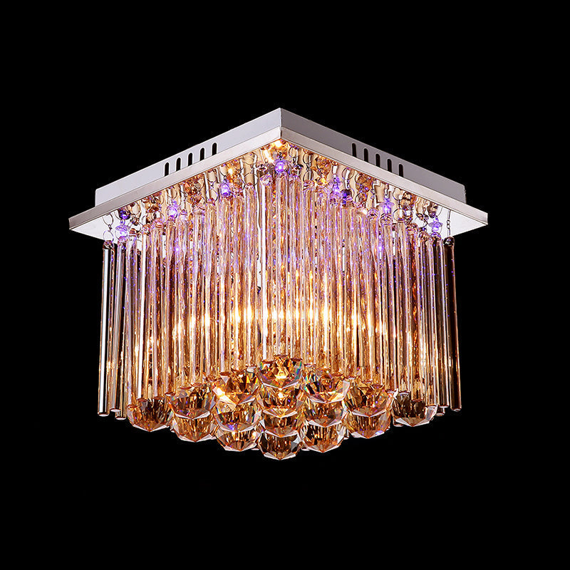 Modern Crystal Flush Mount Ceiling Light with Chrome Finish