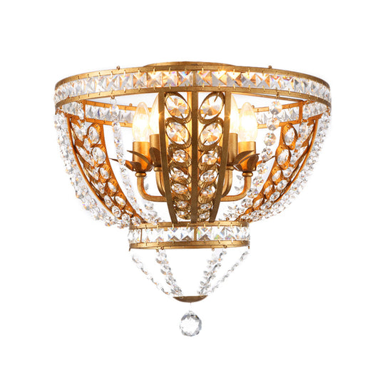 Modern Crystal and Metal Flush Mount Ceiling Light | Dome Corridor Fixture