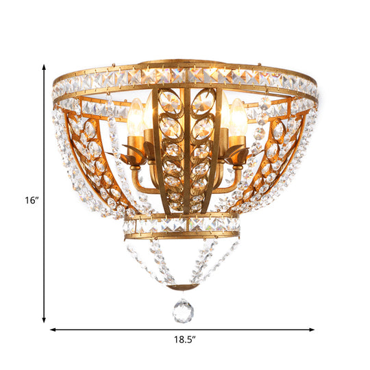 Modern Crystal and Metal Flush Mount Ceiling Light | Dome Corridor Fixture