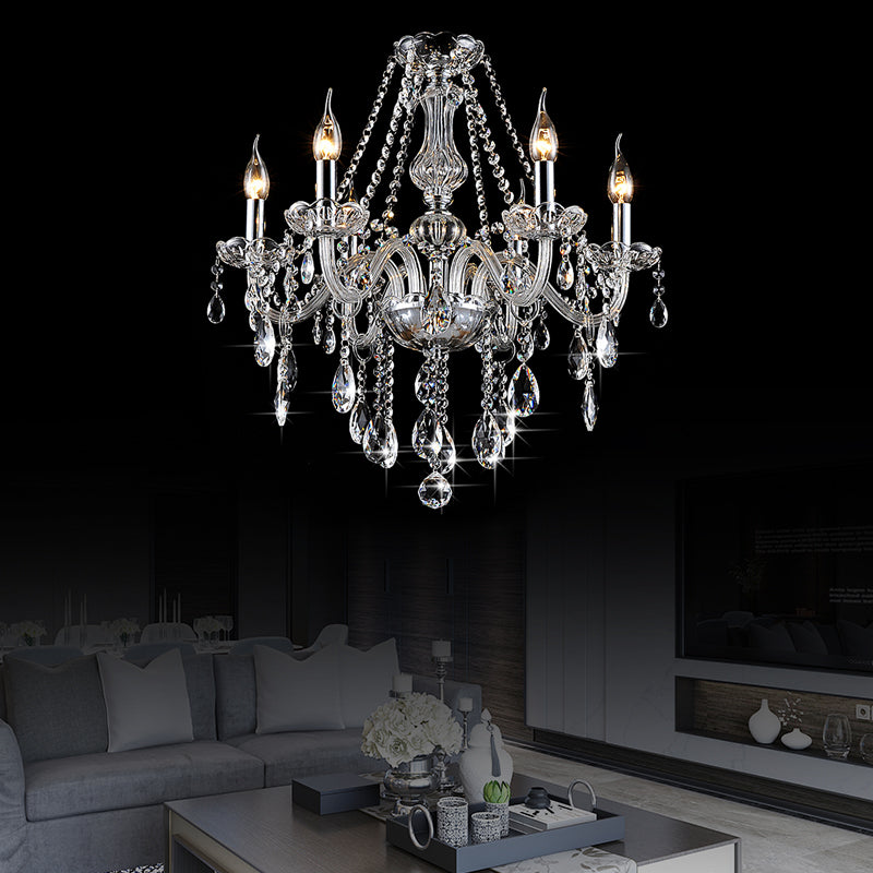 Modern Clear Crystal Candelabra Chandelier - 6/8 Lights Ceiling Fixture 6 /