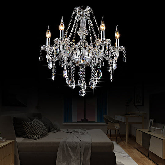 Modern Clear Crystal Candelabra Chandelier - 6/8 Lights Ceiling Fixture