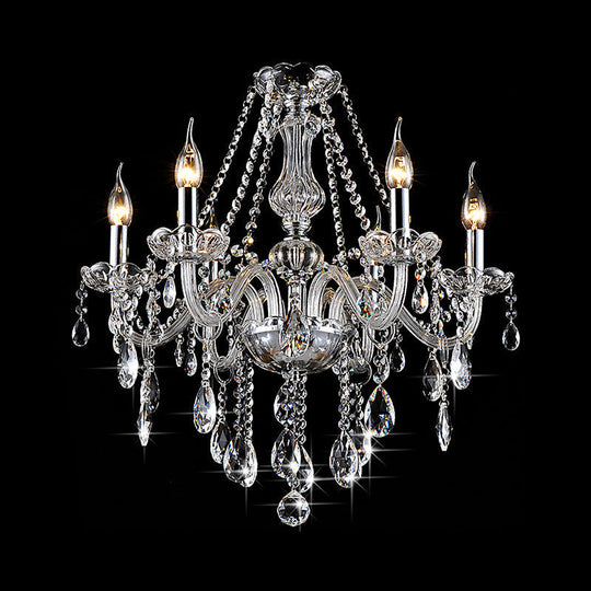 Modern Clear Crystal Candelabra Chandelier - 6/8 Lights Ceiling Fixture