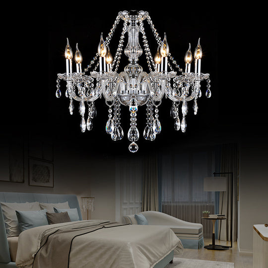 Modern Clear Crystal Candelabra Chandelier - 6/8 Lights Ceiling Fixture