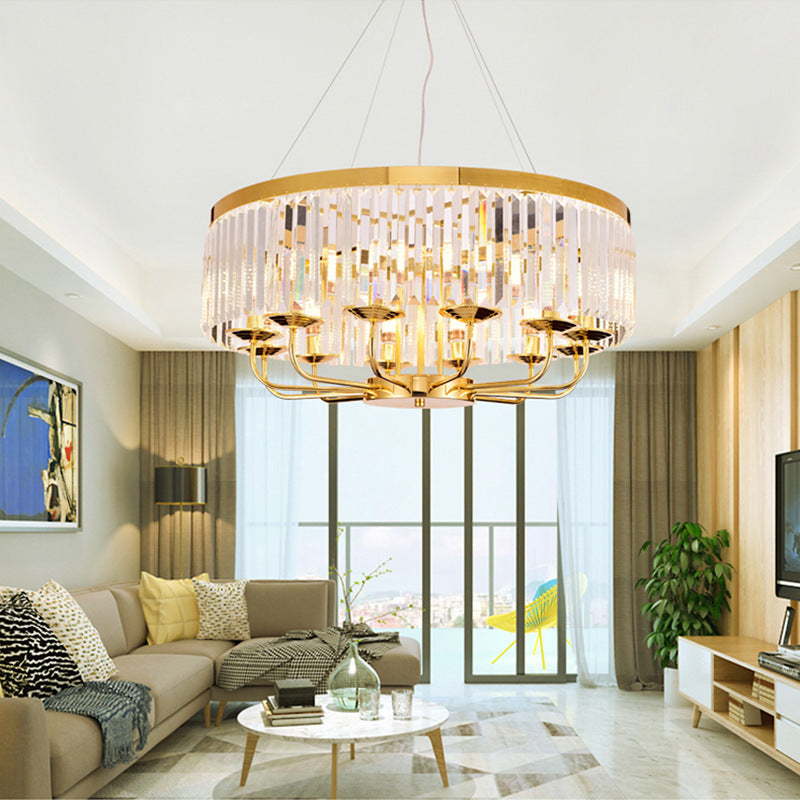 Modern Gold Chandelier Light With Crystal Ceiling Rectangular-Cut 6/8/12 Lights - 18/31.5 Wide