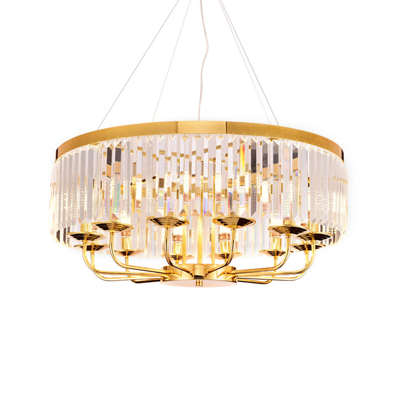 Modern Gold Chandelier Light With Crystal Ceiling Rectangular-Cut 6/8/12 Lights - 18/31.5 Wide