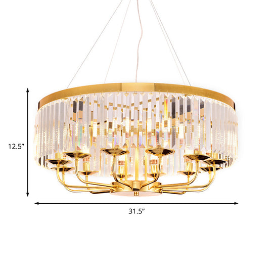 Modern Gold Chandelier Light With Crystal Ceiling Rectangular-Cut 6/8/12 Lights - 18/31.5 Wide