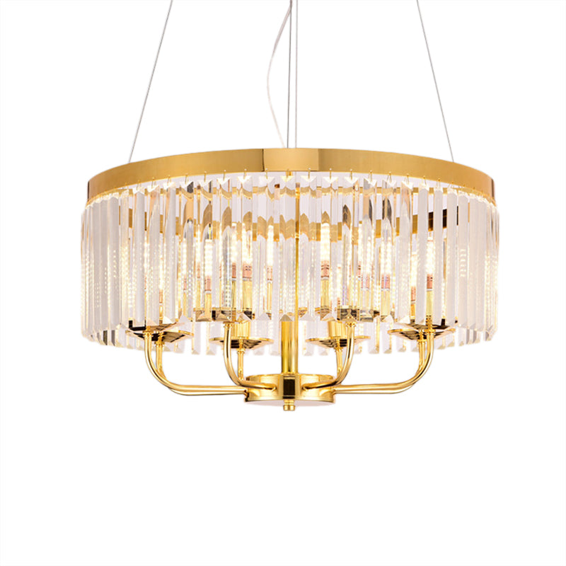 Modern Gold Chandelier Light With Crystal Ceiling Rectangular-Cut 6/8/12 Lights - 18/31.5 Wide