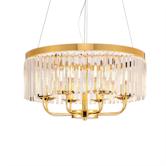 Modern Gold Chandelier Light With Crystal Ceiling Rectangular-Cut 6/8/12 Lights - 18/31.5 Wide