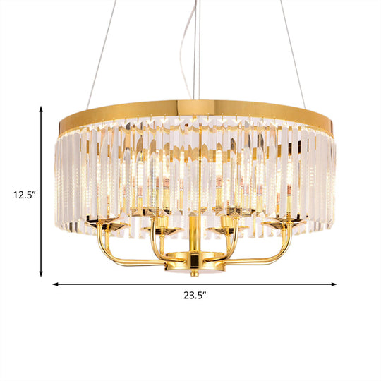 Modern Gold Chandelier Light With Crystal Ceiling Rectangular-Cut 6/8/12 Lights - 18/31.5 Wide