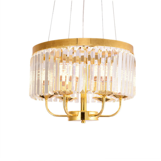 Modern Gold Chandelier Light With Crystal Ceiling Rectangular-Cut 6/8/12 Lights - 18/31.5 Wide