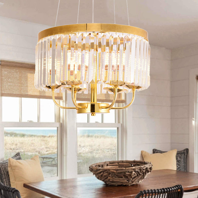 Modern Gold Chandelier Light With Crystal Ceiling Rectangular-Cut 6/8/12 Lights - 18/31.5 Wide