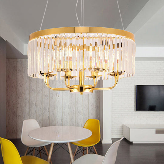 Modern Gold Chandelier Light With Crystal Ceiling Rectangular-Cut 6/8/12 Lights - 18/31.5 Wide