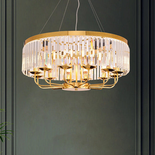 Modern Gold Chandelier Light With Crystal Ceiling Rectangular-Cut 6/8/12 Lights - 18/31.5 Wide