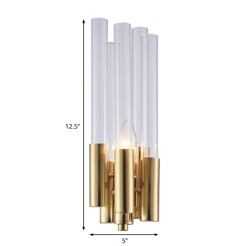 Gold Candelabra Sconce With Flute Crystal Shade And Modern Twist