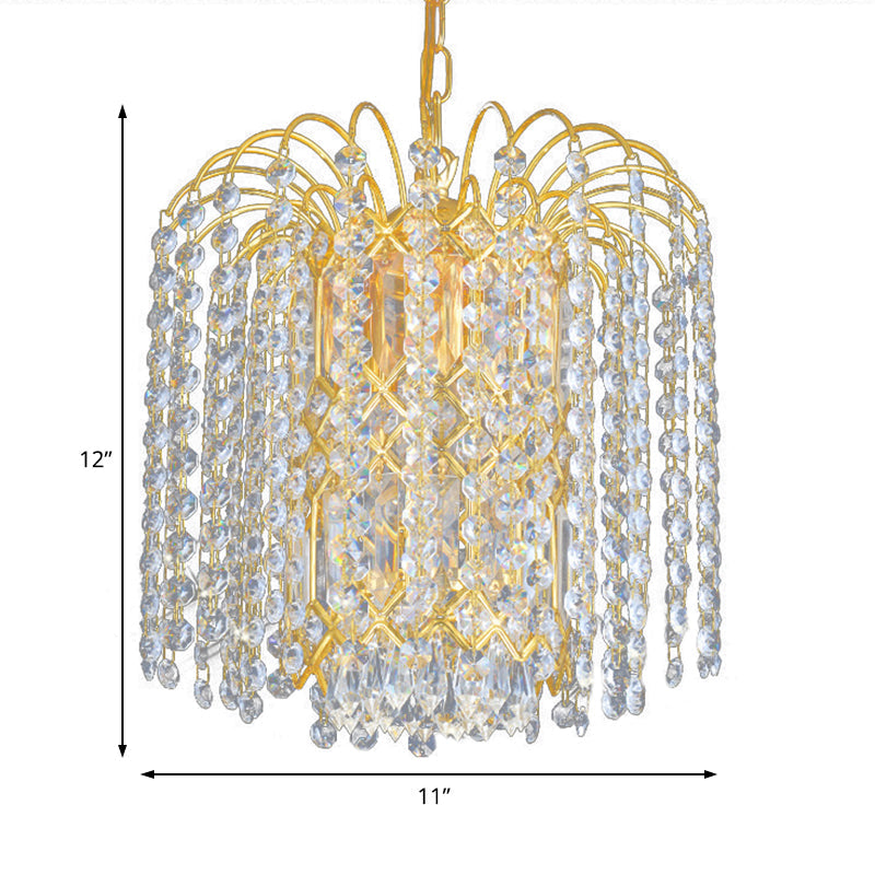 Lustre en cristal moderne : luminaire suspendu Rain avec 3 lumières, finition dorée - Idéal pour le hall ou le bar