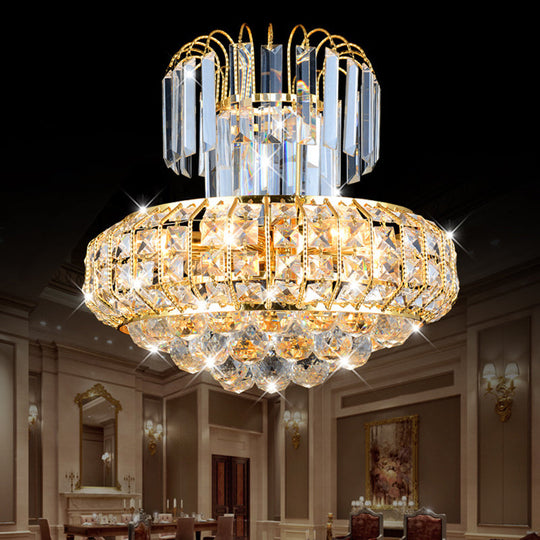 Modern Mushroom Chandelier - Faceted Crystal Gold Finish 6-Light Ceiling Light For Lobby Bar