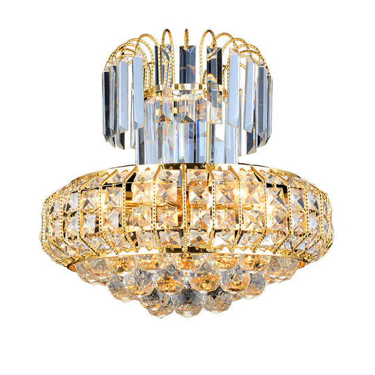 Modern Mushroom Chandelier - Faceted Crystal Gold Finish 6-Light Ceiling Light For Lobby Bar