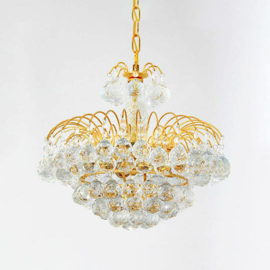 Modern 8-Light Hanging Cascade Chandelier - Chrome/Gold Finish With Crystal Ball Shades 16/19.5 Wide