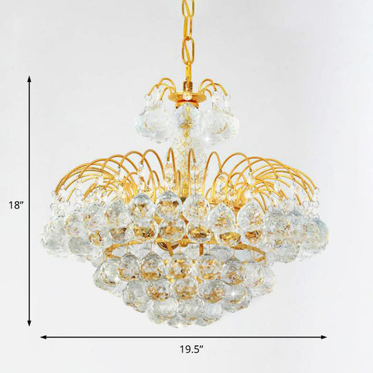 Modern 8-Light Hanging Cascade Chandelier - Chrome/Gold Finish With Crystal Ball Shades 16/19.5 Wide