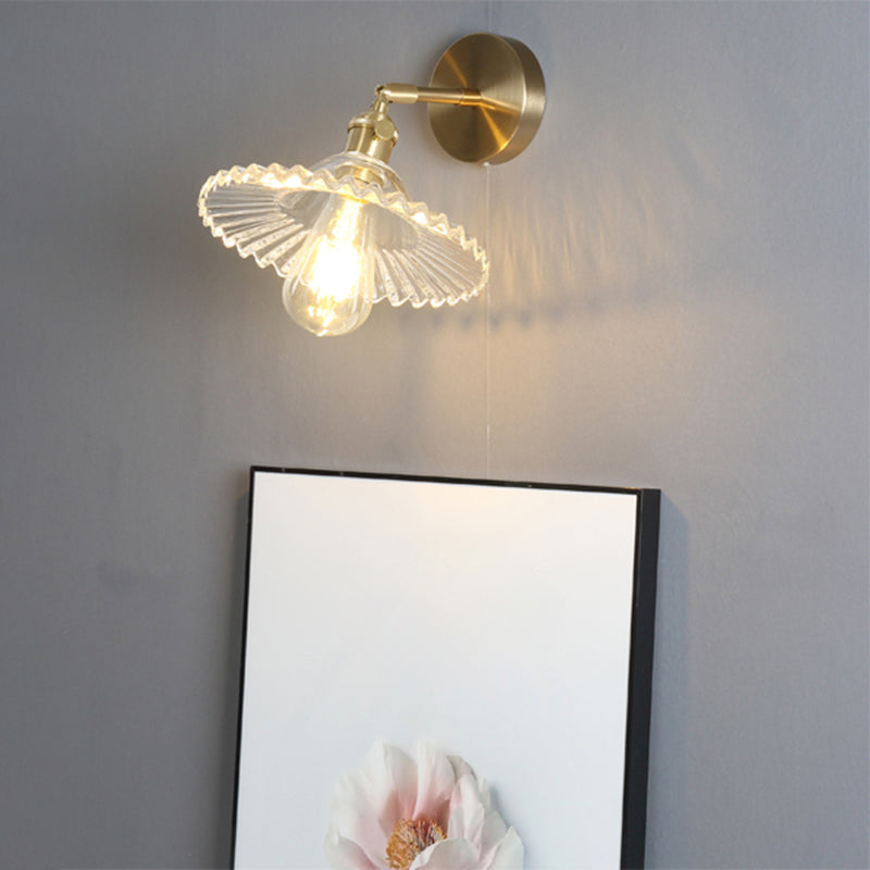 Bedside Wall Mount Clear Glass Industrial Light Fixture / H