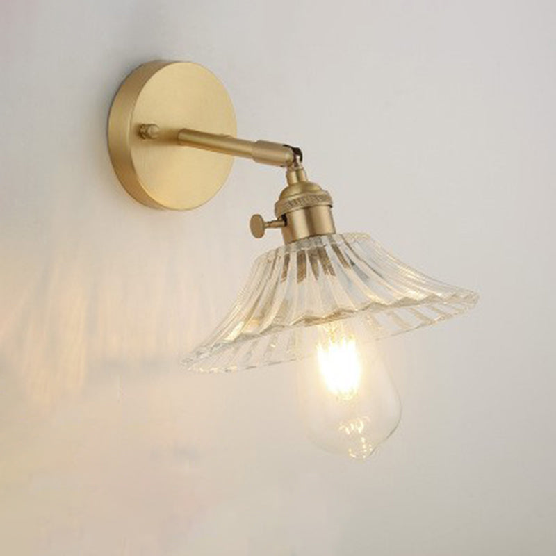 Bedside Wall Mount Clear Glass Industrial Light Fixture / J