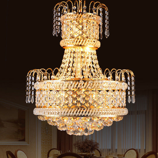 Modern Gold Dining Room Chandelier Light Fixture With Mushroom Crystal Shade 5/8 Lights 16/19.5 Wide