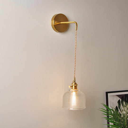 Industrial Clear Glass Wall Light Fixture - Bedside Mount