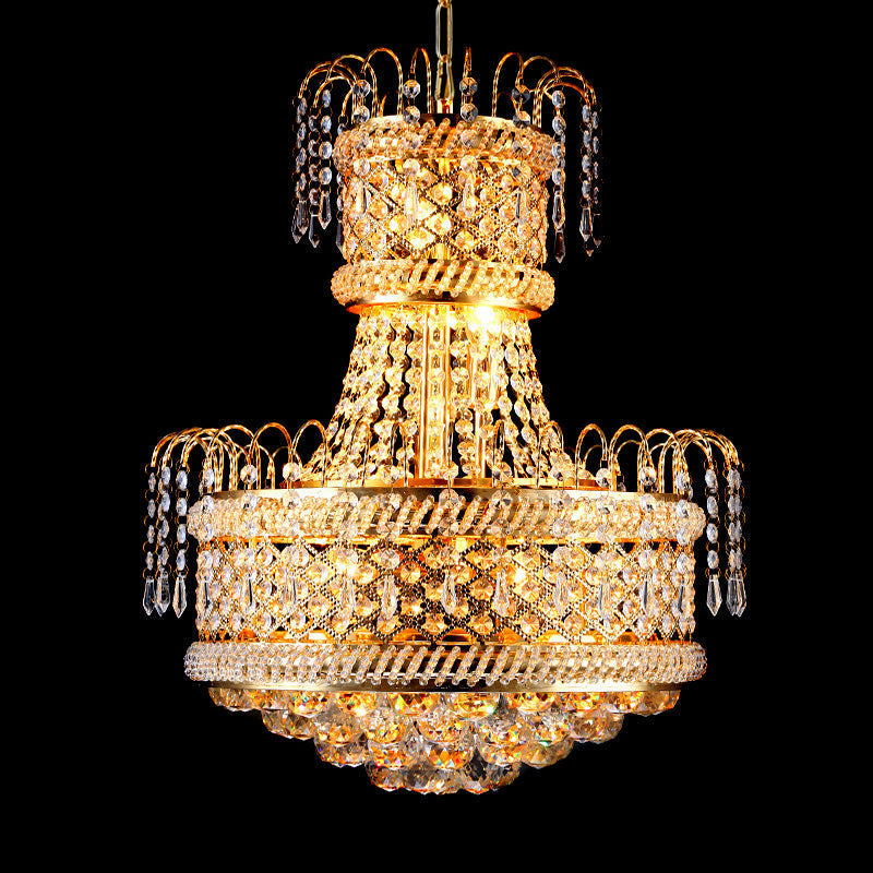 Modern Gold Dining Room Chandelier Light Fixture With Mushroom Crystal Shade 5/8 Lights 16/19.5 Wide