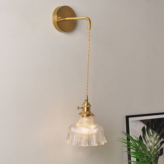 Industrial Clear Glass Wall Light Fixture - Bedside Mount / O