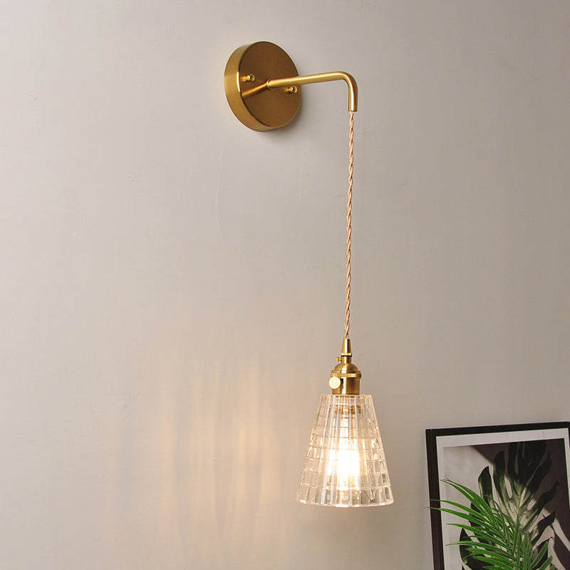 Industrial Clear Glass Wall Light Fixture - Bedside Mount / E