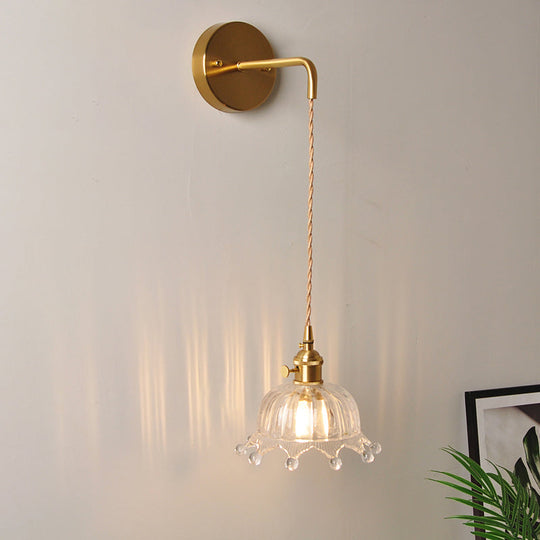 Industrial Clear Glass Wall Light Fixture - Bedside Mount / P