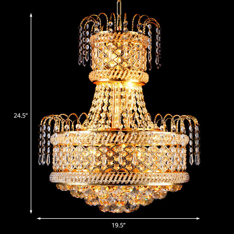 Modern Gold Dining Room Chandelier Light Fixture With Mushroom Crystal Shade 5/8 Lights 16/19.5 Wide