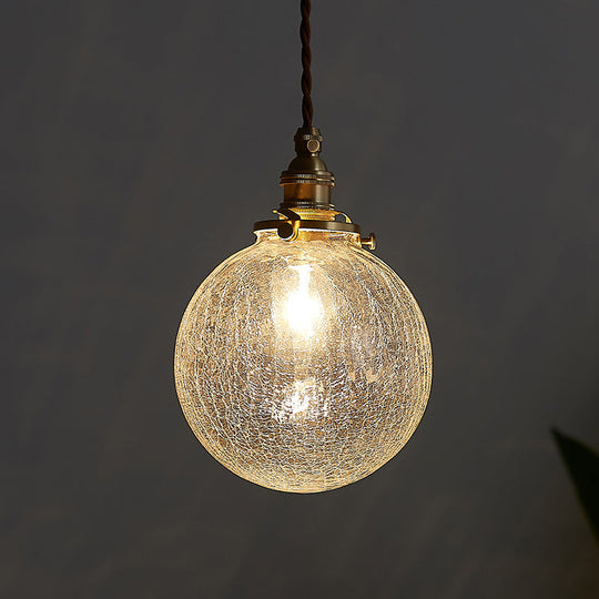 Industrial Sphere Ceiling Light Single Clear Glass Hanging Pendant Light for Living Room