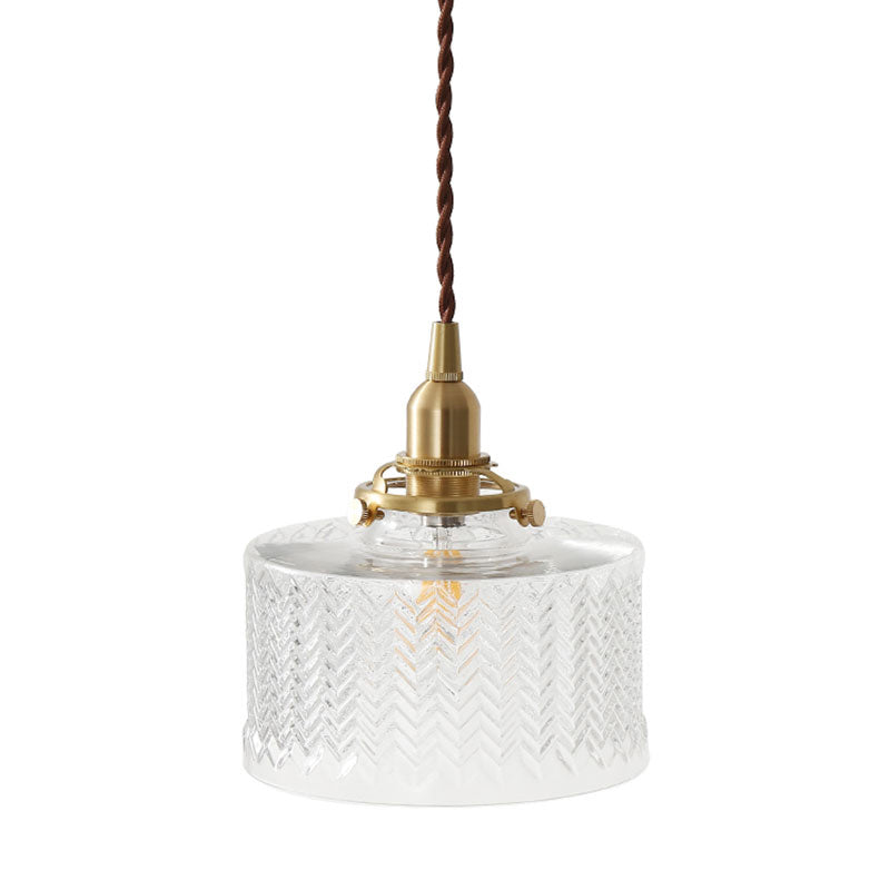 Vintage Geometric Blown Glass Pendant Hanging Lamp in Gold - Elegant Lighting for Restaurants