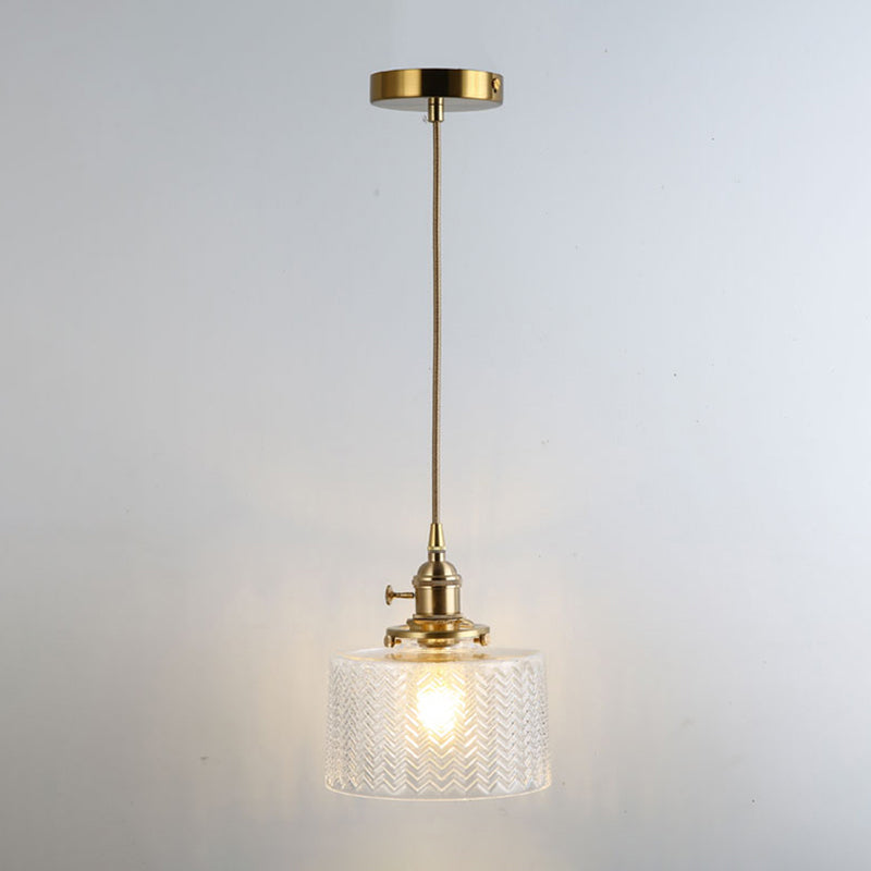 Retro Style Glass Pendant Ceiling Light - Gold Shaded Suspension Lighting for Restaurants