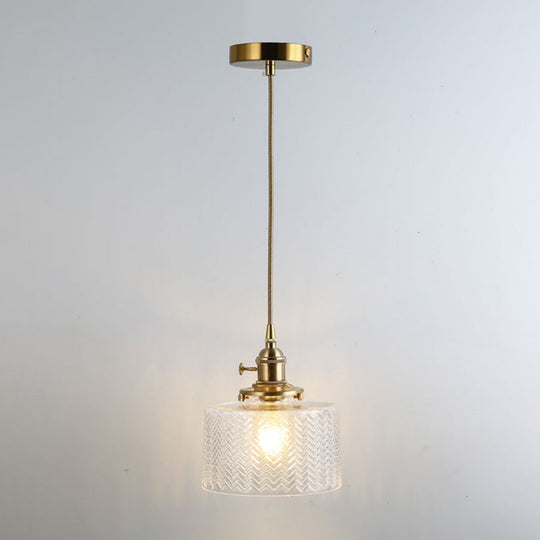 Retro Style Glass Pendant Ceiling Light - Gold Shaded Suspension Lighting for Restaurants